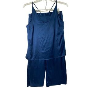 Stars Above Blue Women's Pajama Set Tank and Pants Satin